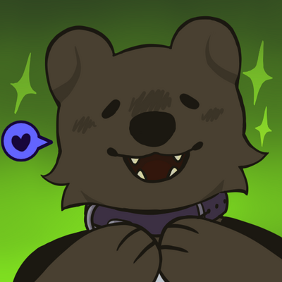 Pandurso's Mastodon Profile Picture, cutesy cartoon bear smiling and wearing a purple collar.
