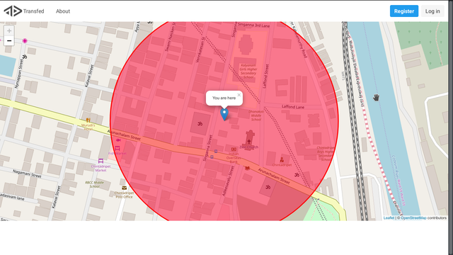 transfed now shows location marker and accuracy radius