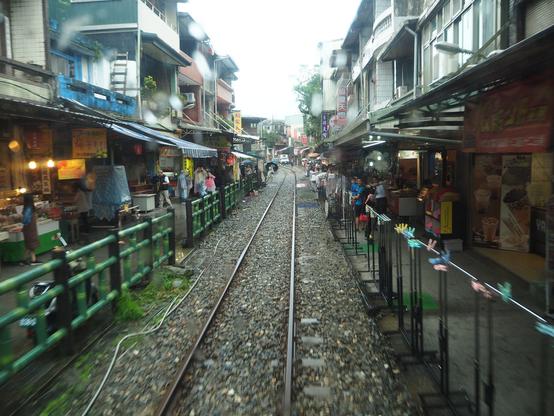 Buidings very close to the railtrack in Shifen