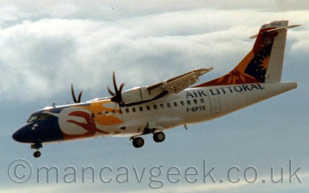 Air Littoral ATR42 on approach to Nice Airport, 1996.