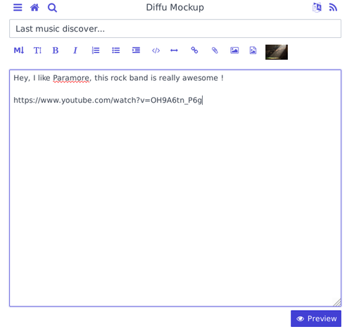 Markdown editor with a simple pasted url