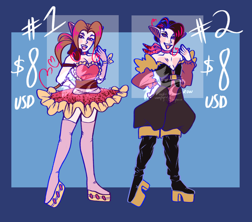 a set of 2 vampire adopts made by @vampyric! both are up for sale for $8 USD each.