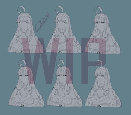 Six bustshots of my Oc Yuki not colored yet