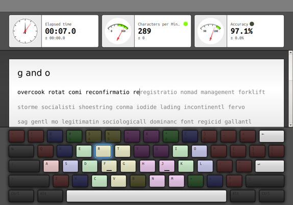 The G and O exercise in KTouch.