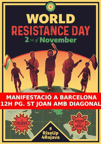 manifestació Barcelona para Rojava