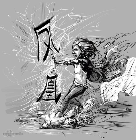 Comic Character creating a battle spell