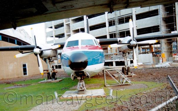 Fokker F27 on display outside the Aviodome Museum at Amsterdam Airport, 1992.