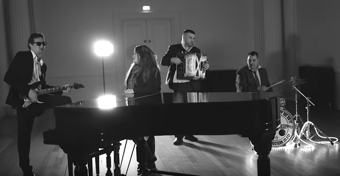 Screenshot from the Peat and Diesel (with  Mairead Fay Nicholson) video of Fairytale of Stornoway.