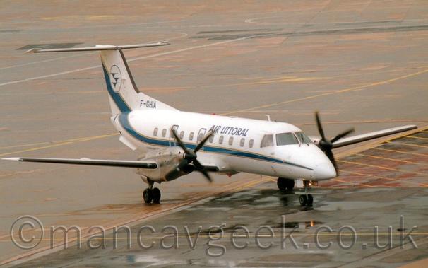 Air Littoral EMB120 at Manchester Airport, mid 1990s.