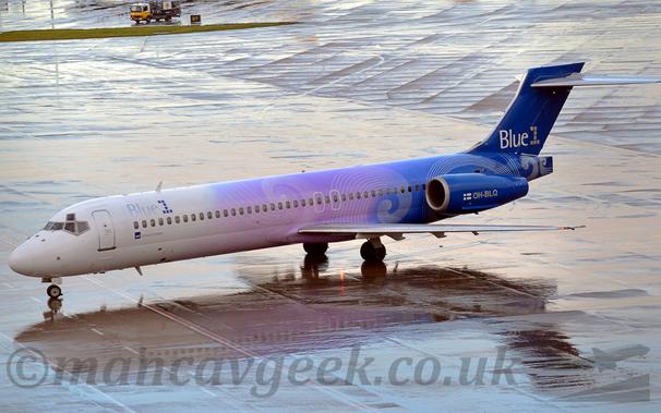 Blue1 B717 at Manchester Airport, 2014.