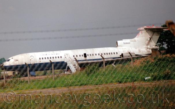 HS121 on the fire dump at Manchester Airport, 1990s.