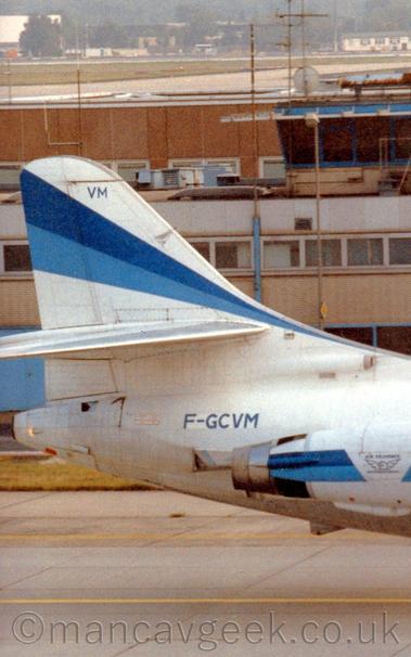 Tail of an Air Provence Caravelle at Frankfurt Airport, 1996.