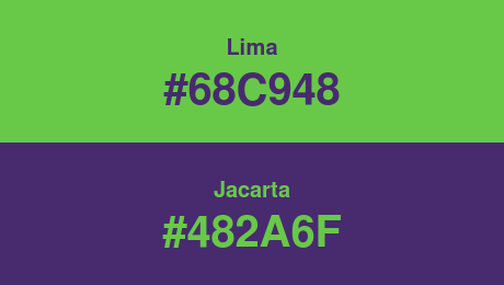 Lima (#68C948) and Jacarta (#482A6F)