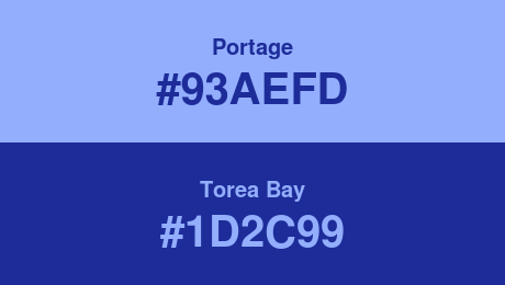 Portage (#93AEFD) and Torea Bay (#1D2C99)
