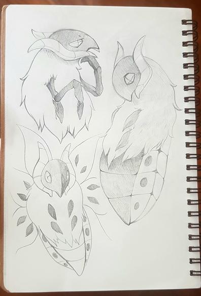 Pencil sketches of Volcarona