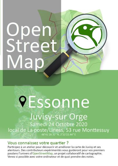 Samedi 24 Octobre 2020 local de La-poste/Liness, 53 rue Monttessuy, Juvisy Sur Orge, à partir de 14h30

Vous connaissez votre quartier ? Participez a un atelier pour découvrir et améliorer la carte de Juvisy et ses alentours. Des contributeurs expérimentés vous guideront pour vos premiers pas dans "univers d'OpenStreetMap, un projet collaboratif de cartographie. Venez si possible avec votre ordinateur et de quoi prendre des notes.