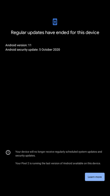 no more pixel2 updates