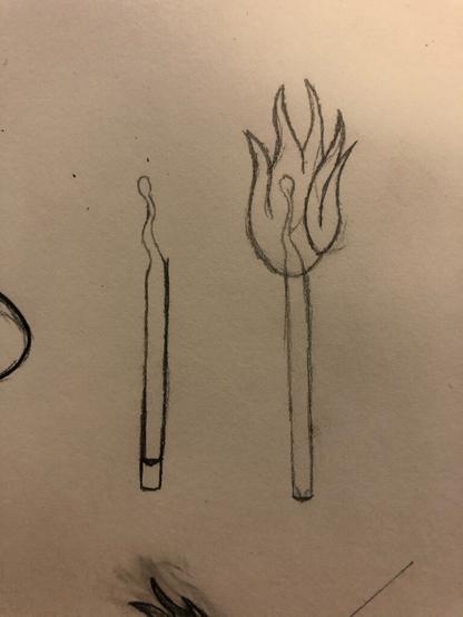 illustration of two matches. one is burnt out and the other is lit.