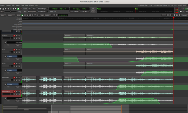 Session ardour avec automation midi