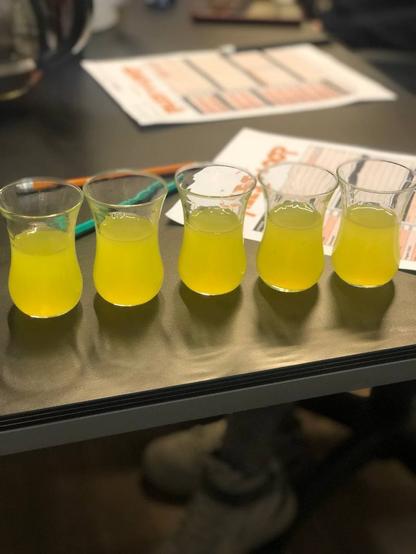 Character cheets and limoncello shots on the table.

Photo by Anastasia Kuznetsova.