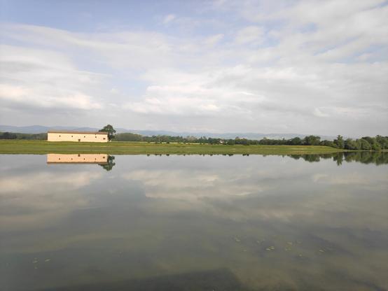 Ce matin, la Saône calme au point de refléter le paysage comme un miroir.