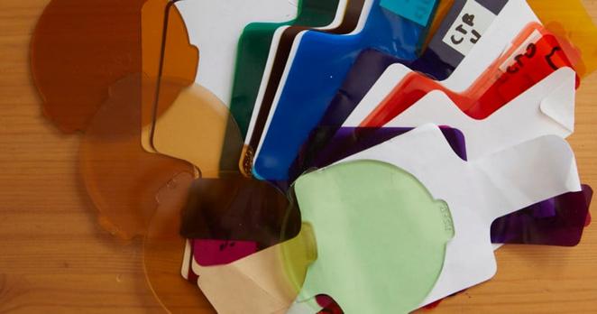 A stack of photographic color gels