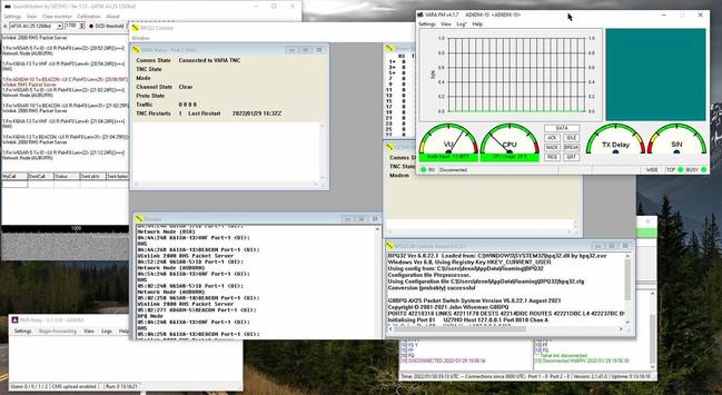 A screencap of my VHF Packet/VARA Winlink gateway desktop for AD6DM-10 station in Elk Grove, California.