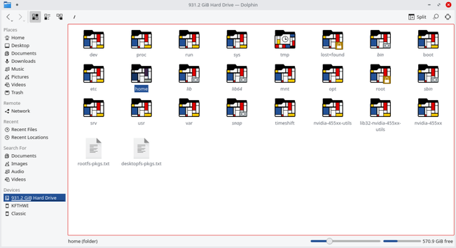 Screenshot of the light Mondrian theme for KDE Plasma.