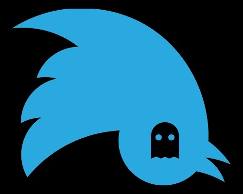 Twitter-Logo Upsidedown with a Ghost Icon