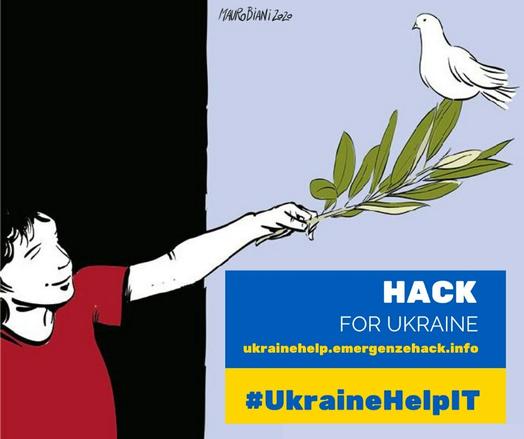 Illustrazione di Mauro Biani donata al progetto UkraineHelpIT (bambino con ramoscello di ulivo e colomba)