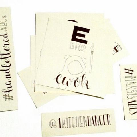 Lettering of the phrases “E is for Ewok” accompanied by a sketch of the Star Wars people’s characteristic outline