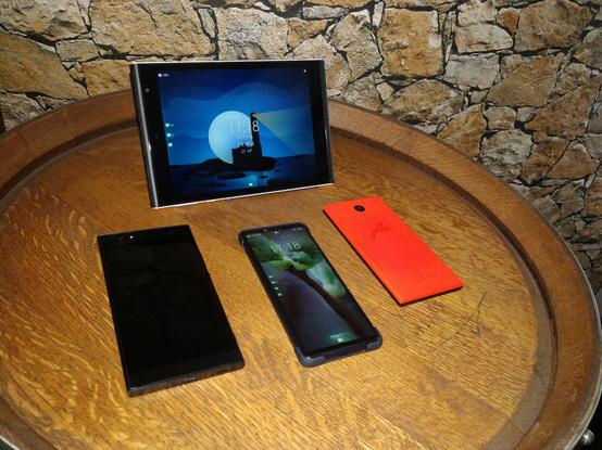 Some SailfishOS devices on a barrel