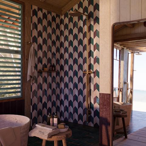 Axor Starch shower in a colourful tiled bathroom
