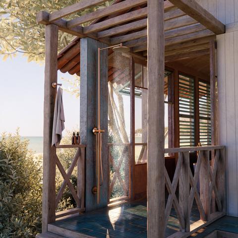 Starck tapware in an outdoor shower