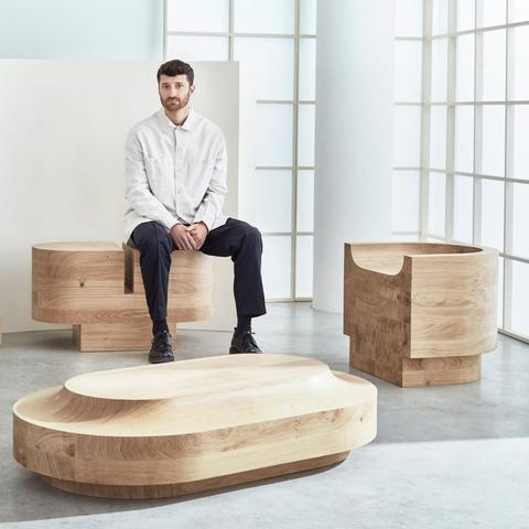 Low Collection solid oak furniture by Benni Allan for Béton Brut