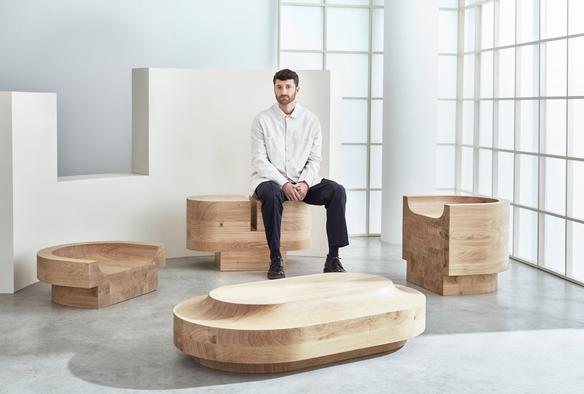 Low Collection solid oak furniture by Benni Allan for Béton Brut
