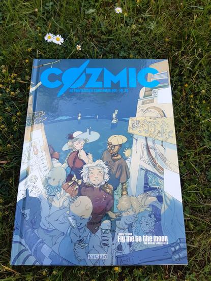 Auf einer Wiese mit Gänseblümchen liegt ein Comic-Magazin.