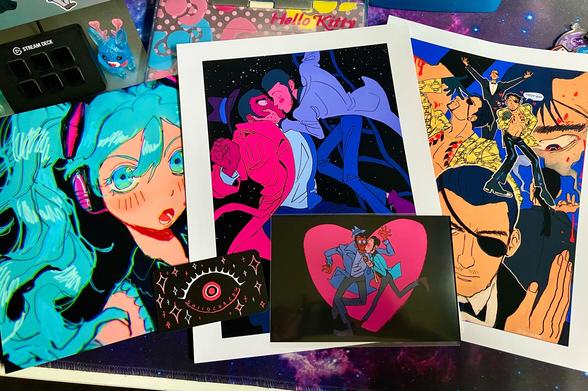 Shiiocha prints featuring Miku, a couple of LuZeni, and Majima