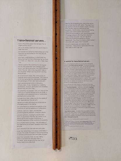 Trans*feminist servers wishlist printed and placed on the wall. The text of the wishlist is accessible on the link in the post.