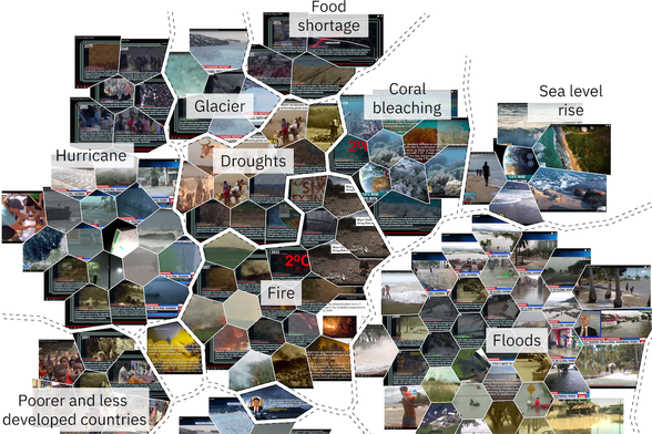 Montage of images related to disaster and impacts of climate change from project on Mapping the IPCC SR15 Report on YouTube: https://publicdatalab.org/projects/mapping-the-ipcc-sr15-report-on-youtube/