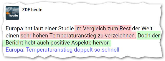 Europa hat laut einer Studie im Vergleich zum Rest der Welt einen sehr hohen Temperaturanstieg zu verzeichnen. Doch der Bericht hebt auch positive Aspekte hervor.