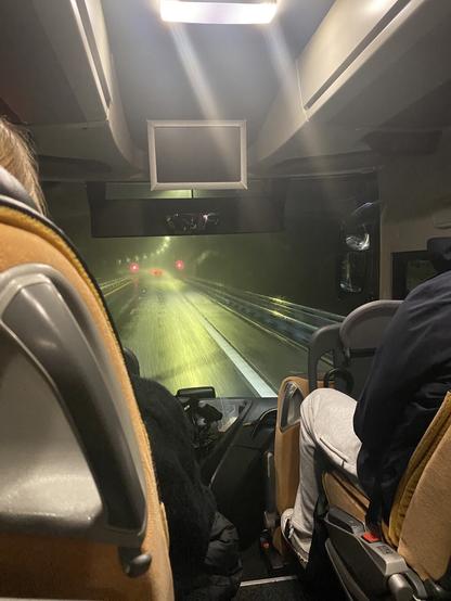 Riding a bus at night