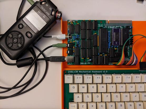 zx81+38 loading programs from a TASCAM handheld audio recorder.