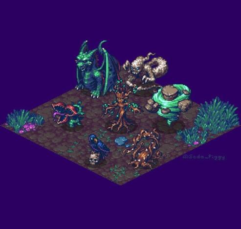 Classic RPG forest monster pixel art characters