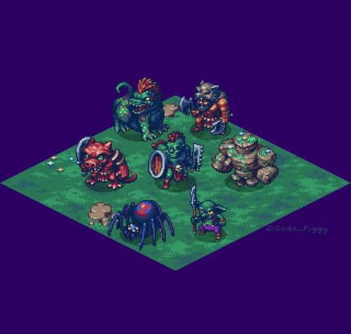 Classic RPG plains monster pixel art characters