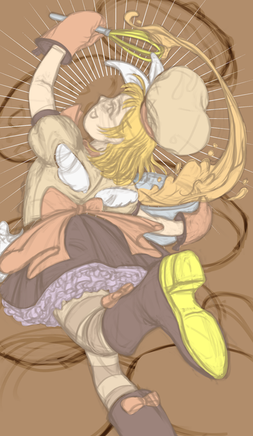 Flat colours of my Rin Kagamine Sweet Magic piece. Finalisation of colours before I start painting.