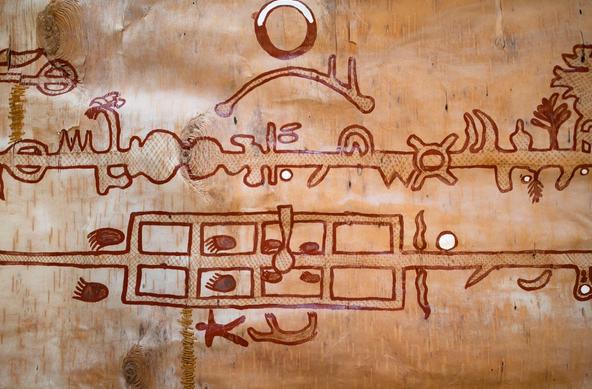 closeup view of a Birchbark scroll