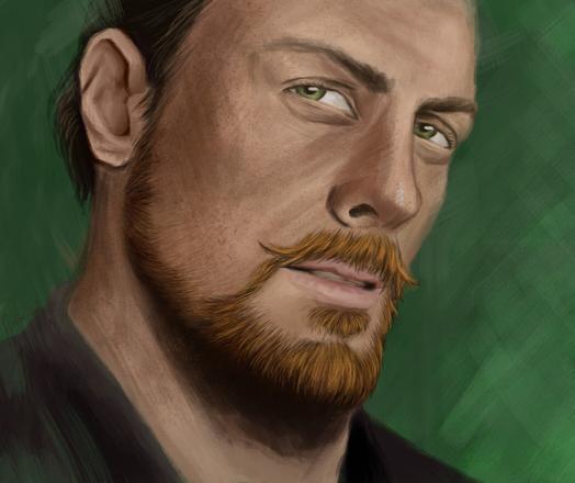Captain Flint played by Toby Stephens made as a digital painting. The shot is 3/4 and he is looking at the camera.