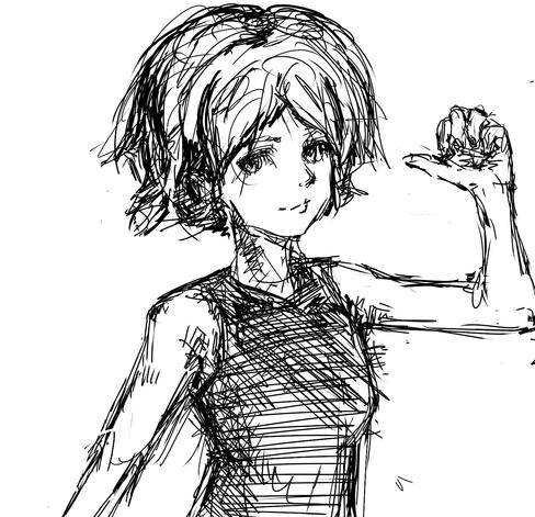 Quick sketch of a short haired lady.