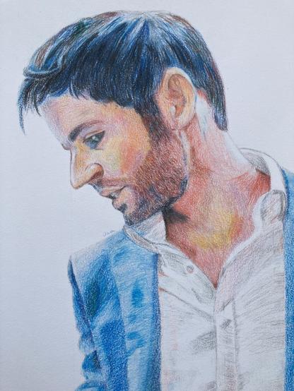 coloured pencil portrait of tom ellis as lucifer.